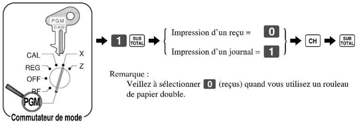 CASIO CE-310 - Sélectionnez l'impression de reçus ou d'un journal. - 1