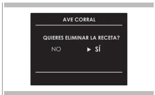 Fulgor Milano FUTMO 310 TEM - Borrar una receta Personalizada: - 1