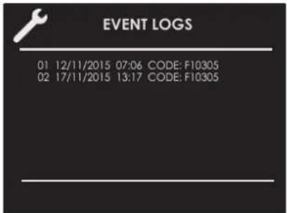 Fulgor Milano FUTMO 310 TEM - Event Log - 1