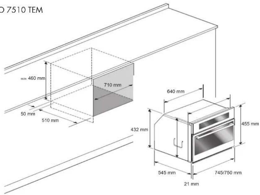 Fulgor Milano FUTSO 310 TEM - VANI DA INCASSO E DIMENSIONI 74,5 cm - 1