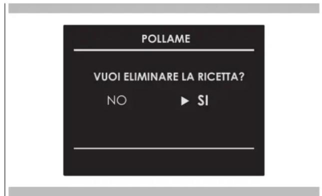 Fulgor Milano FUTSO 310 TEM - Cancellare una ricetta personalizzata: - 1