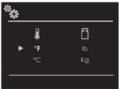 °F °C lb Kg