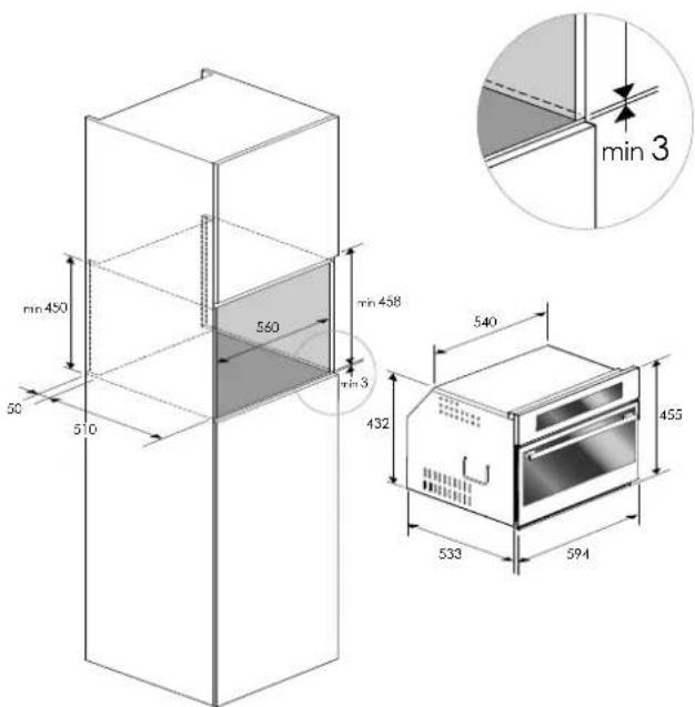 Fulgor Milano FUTSO 310 TEM - Den Ofen einem Schrank installieren. - 3