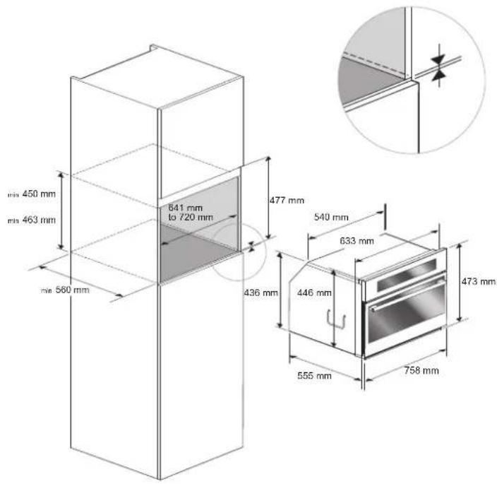 Fulgor Milano FUTSO 310 TEM - CUTOUT &amp; DIMENSIONS 30" - 2
