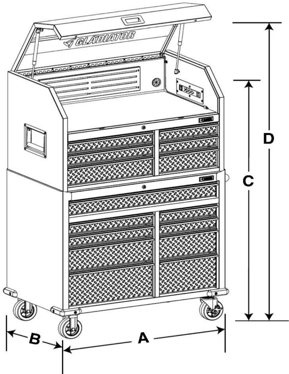 Gladiator GATC4115JG - DIMENSIONS - 1