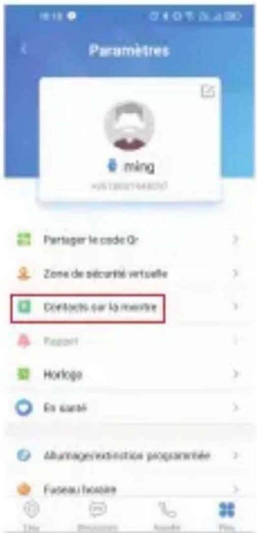 Paramètres mìng HISTÉRNIÉTÉRNIÉTÉRNIÉTÉRNIÉTÉRNIÉTÉRNIÉTÉRNIÉTÉRNIÉTÉRNIÉTÉRNIÉTÉRNIÉTÉRNIÉTÉRNIÉTÉRNIÉTÉRNIÉTÉRNIÉTÉRNIÉTÉRNIÉTÉRNIÉTÉRNIÉTÉRNIÉ Partager le code Qr Zone de sécurité virtuelle Contacts sur la membre Report Horloge En santé Allumages/estriction progsanée Fuseau histoire