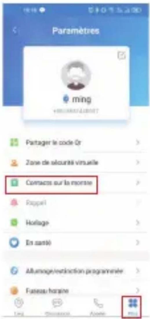 Paramètres mings +100% 24% 30% Partager le code-Or Zone de sécurité virtuelle Connacos sur la monte Passerl Hoslage En santé Allumage/restriction programmée Fuseau horaine Link Disservance Avance Plus