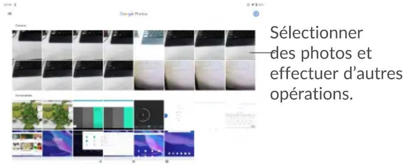 Sélectionner des photos et effectuer d'autres opérations.