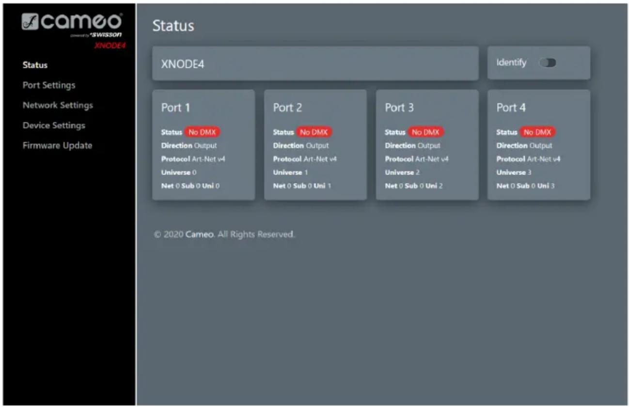 Cameo XNODE 4 - PÁGINA DE ESTADO - 1