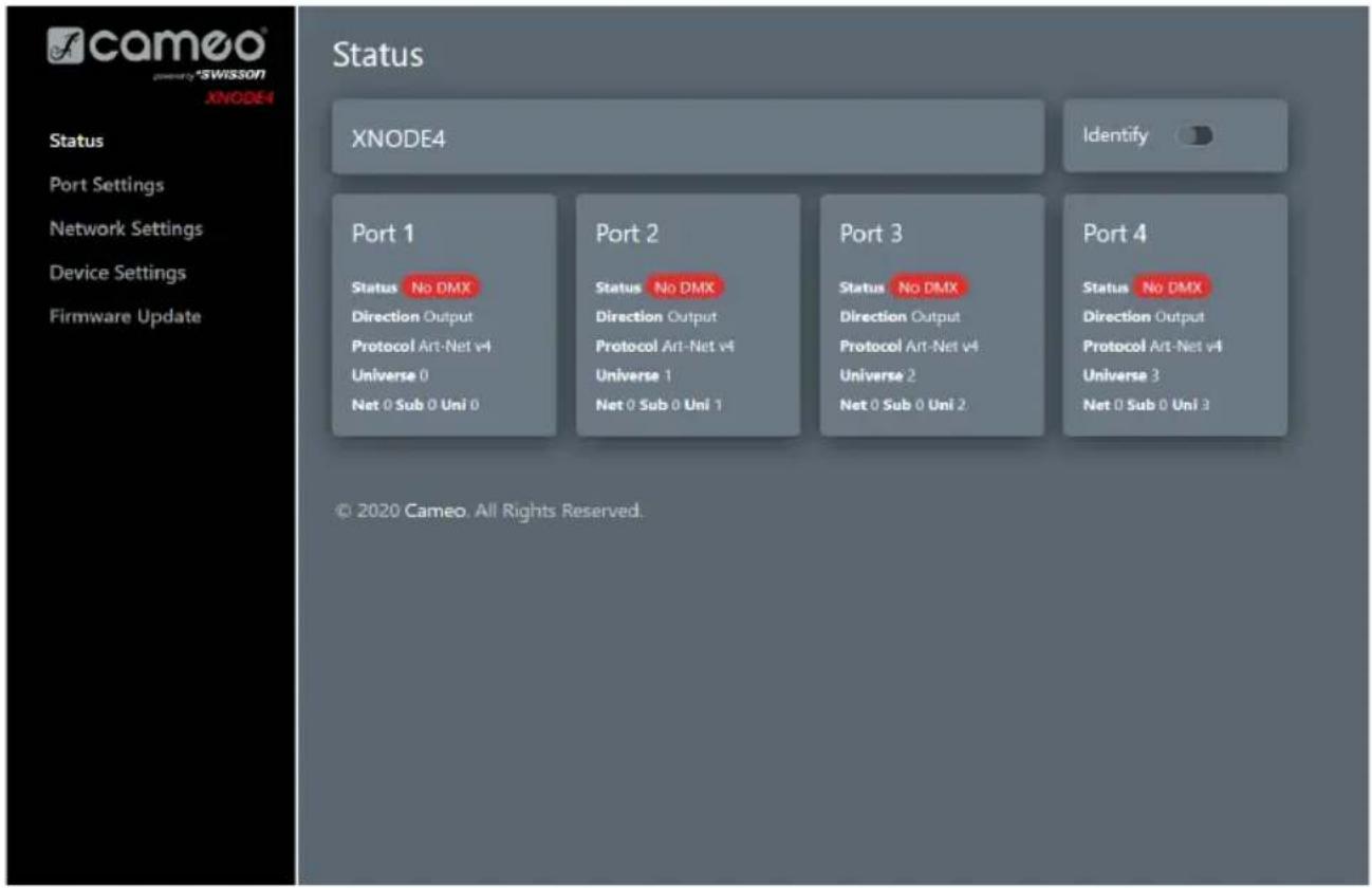 Cameo XNODE 4 - PAGE STATUS (ÉTAT) - 1
