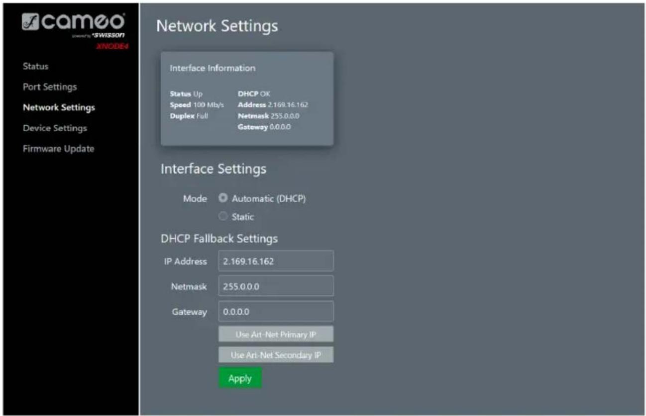 Cameo XNODE 4 - STRONA USTAWIEN PORTÓW - 2