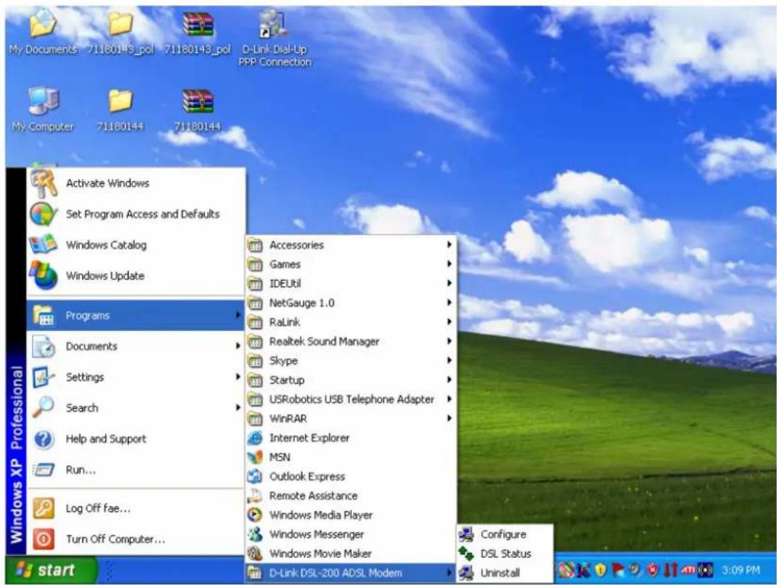 My Documents 71180143_pol 71180143_pol D-Link Dial-Up PPP Connection My Computer 71180144 71180144 Activate Windows Set Program Access and Defaults Windows Catalog Windows Update Programs Documents Settings Search Help and Support Run... Log Off fae... Turn Off Computer... start Accessories Games IDEUtil NetGauge 1.0 RaLink Realtek Sound Manager Skype Startup USRobotics USB Telephone Adapter WinRAR Internet Explorer MSN Outlook Express Remote Assistance Windows Media Player Windows Messenger Windows Movie Maker D-Link DSL-200 ADSL Modem Configure DSL Status Uninstall 3:09 PM