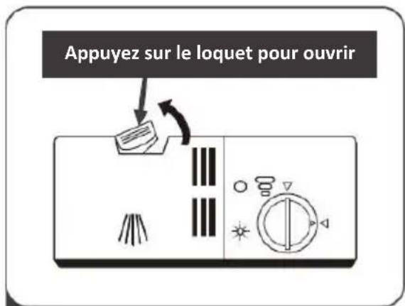 Appuyez sur le loquet pour ouvrir