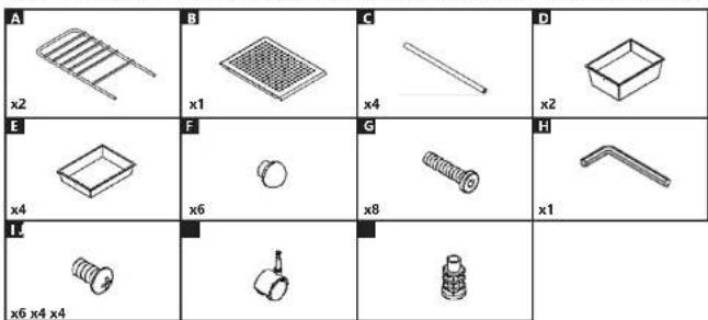 A x2 B x1 C x4 D x2 E x4 F x6 G x8 H x1 I x6 x4 x4