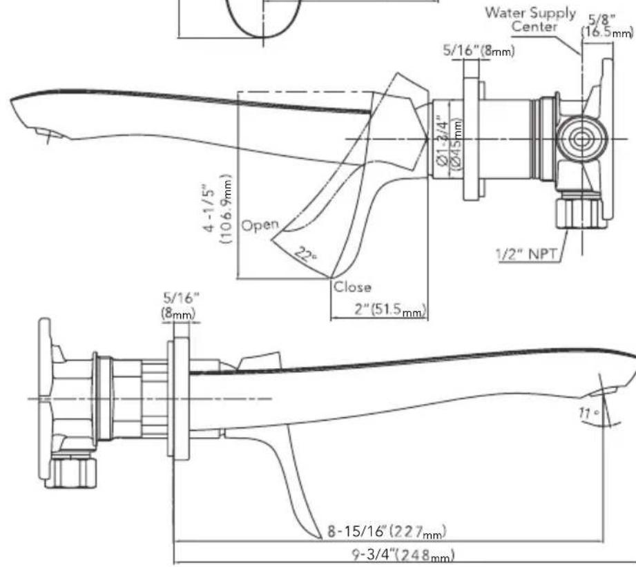 TOTO TLG01311U - ROUGH-IN DIMENSIONS / BOSQUEJO ROBINETTERIE BRUTE / DIMENSÕES APROXIMADAS - 2