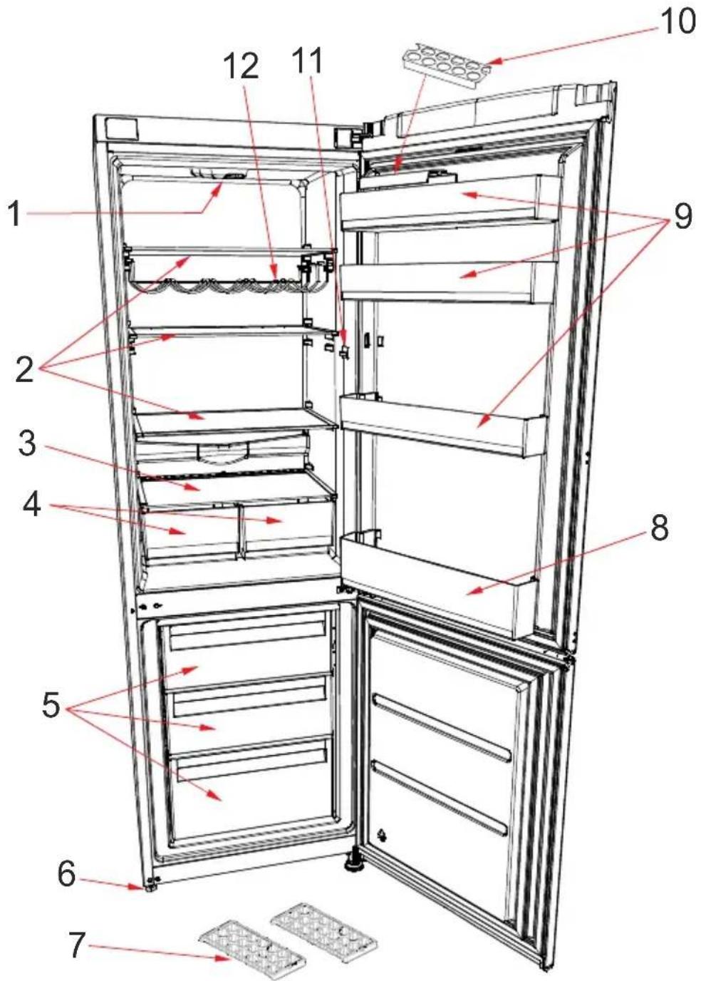 ATLANTIC ATLKGK185SI10A++ - THE PARTS OF THE APPLIANCE AND THE COMPARTMENTS - 1