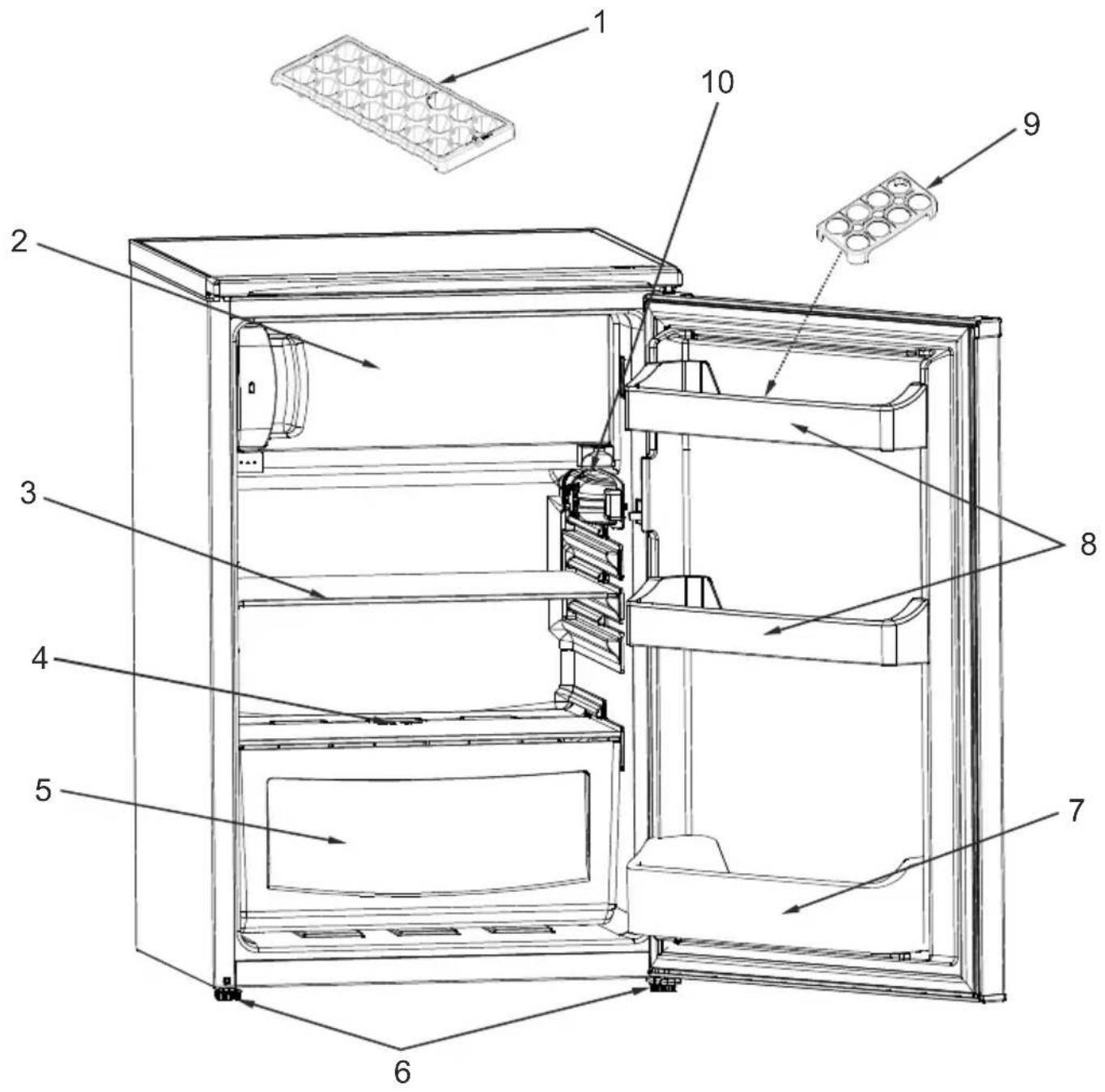 ATLANTIC ATLKS84W10A+ - THE PARTS OF THE APPLIANCE AND THE COMPARTMENTS - 1