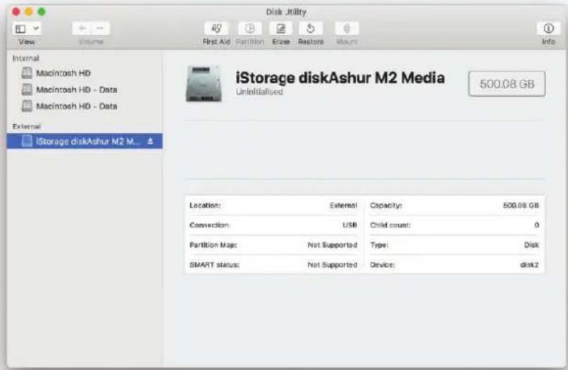 iStorage diskAshur M² - MacOSでのdiskAshurM²の初期化とフォーマット - 1