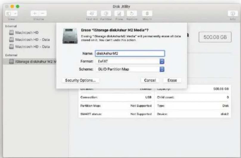 iStorage diskAshur M² - Initialiseren en formatteren van diskAshur M² in Mac OS - 2