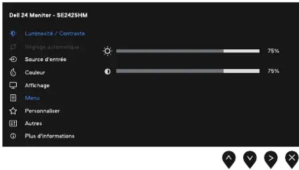 DELL SE2425HM - Accès au menu OSD - 1