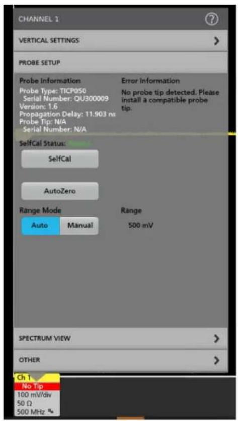 TEKTRONIX TICP025 - Menú Probe Setup (Configuración de sonda) - 2