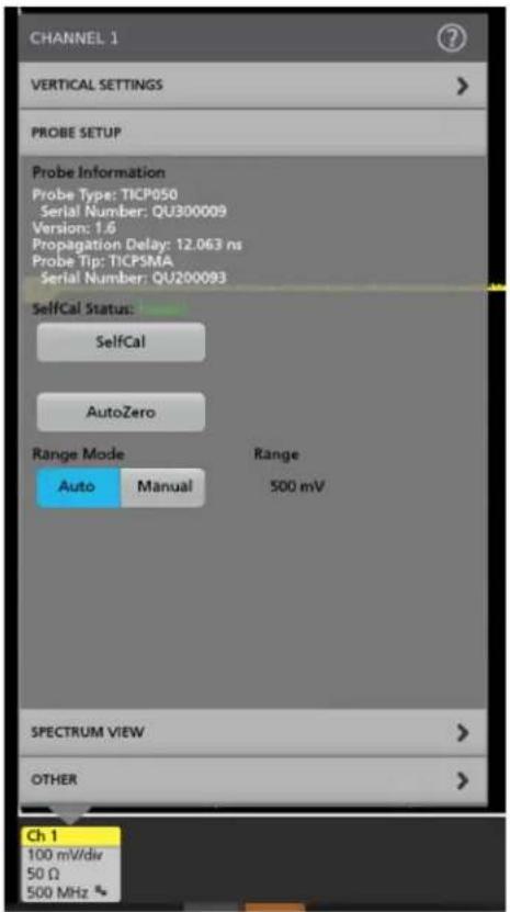TEKTRONIX TICP025 - Menü „Probe Setup“ (Tastkopfeinstellung) - 1