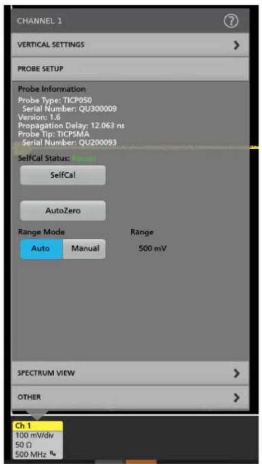 TEKTRONIX TICP025 - Probe Setup menu - 1