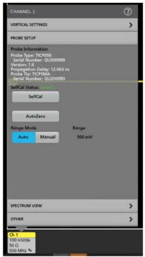 TEKTRONIX TICP025 - Menu Probe Setup (Sondeconfiguratie) - 1