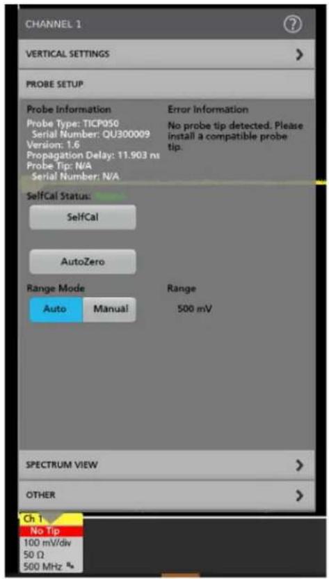 TEKTRONIX TICP025 - Menu Probe Setup (Paramètres de la sonde) - 2