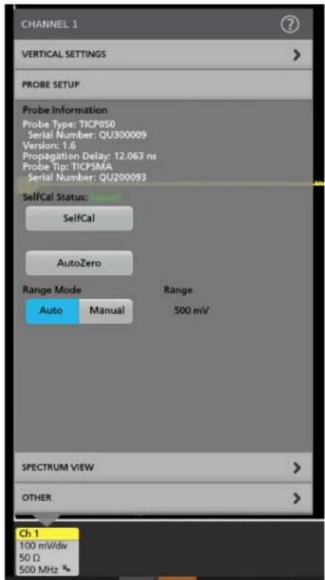 TEKTRONIX TICP025 - Probe Setup（プローブ設定）メニュー - 1