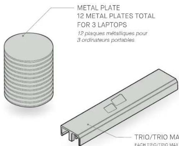 METAL PLATE 12 METAL PLATES TOTAL FOR 3 LAPTOPS 12 plaques métalliques pour 3 ordinateurs portables TRIO/TRIO MAX FÉACH TRIO/TRIO MAX