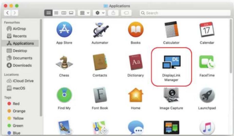 Applications Search Favourites AirDrop Recents Applications Desktop Documents Downloads Locations iCloud Drive macOS Tags Red Orange Yellow Green Blue App Store Automator Books Calculator Calendar Chess Contacts Dictionary DisplayLink Manager FaceTime Find My Font Book Home Image Capture Launchpad