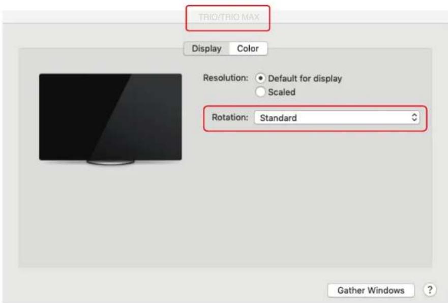 TRIO/TRIO MAX Display Color Resolution: Default for display Scaled Rotation: Standard Gather Windows ?