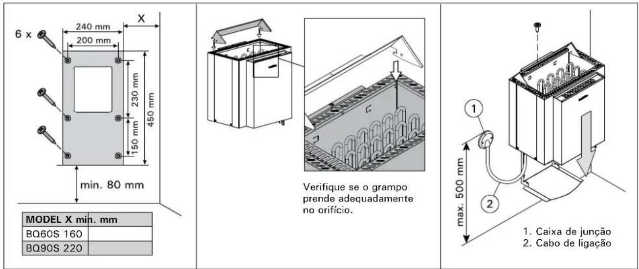 HARVIA Qubic Combi HBQ904SM - Instalação do aquecedor num nicho - 2