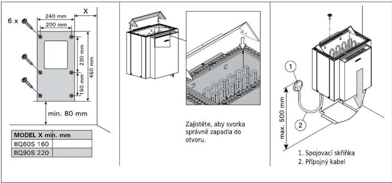 HARVIA Qubic Combi HBQ904SM - Instalace kamen do výklenku - 2