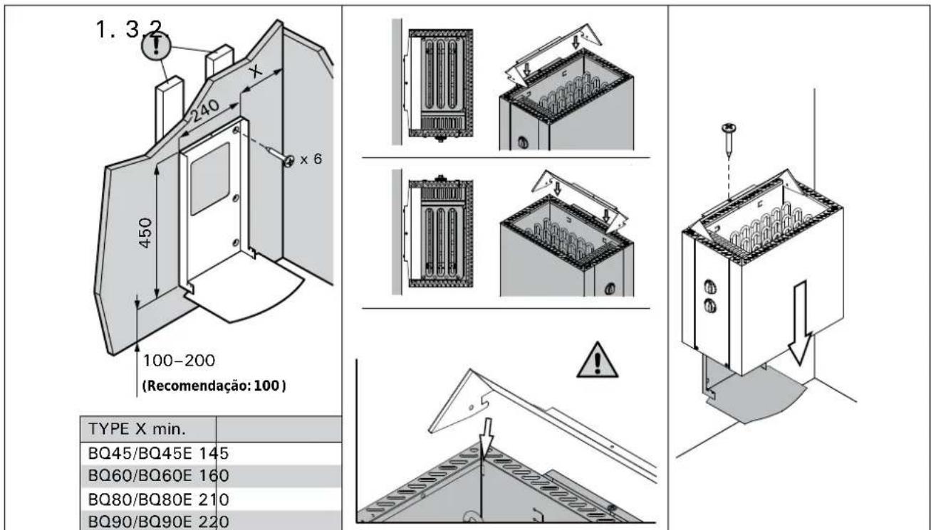 HARVIA Qubic HBQ904EM - Fixar o aquecedor a uma parede - 1