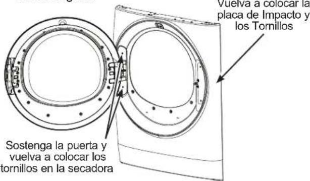 GE GFD35 - ⑤ VUELVA A COLOCAR LA PLACA DE IMPACTO Y EL ENSAMBLE DE LA PUERTA - 1