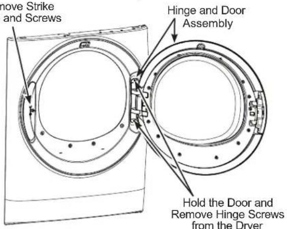 GE GFD35 - ① REMOVE THE STRIKE PLATE AND DOOR ASSEMBLY - 1