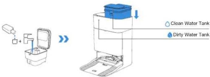 ECOVACS DEEBOT T80 OMNI - ⑥ Fill Clean Water Tank and Cleaning Solution (sold separately) - 1