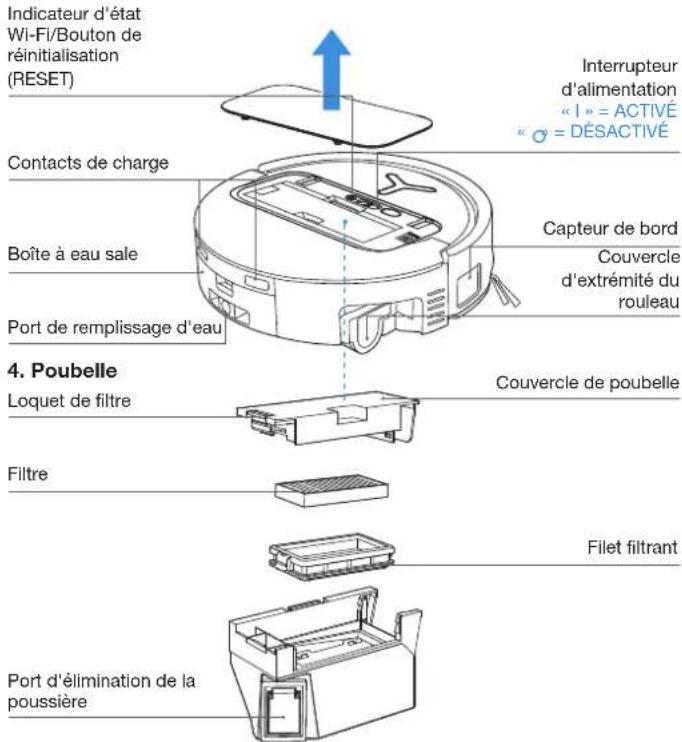 ECOVACS DEEBOT T80 OMNI - Vue intérieure (sous le capot) - 1