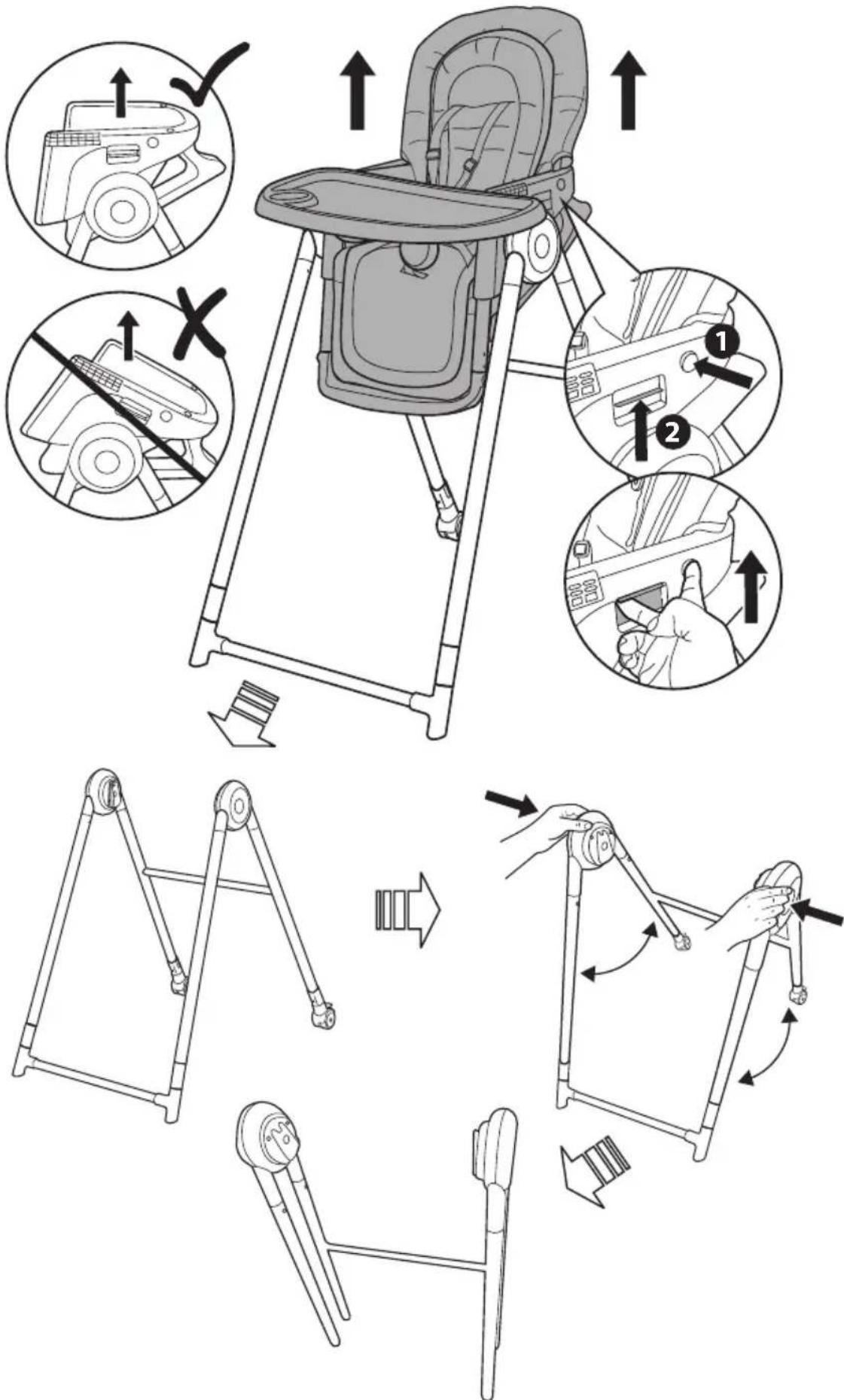 Ingenuity Proper Positioner - Folding the High Chair • Cómo plegar la trona Pliage de la chaise haute • Zusammenklappen des Hochstuhls Składanie krzesełka do karmienia • Istruzioni per ripiegare il seggiolone • De kinderstoel inklappen - 5