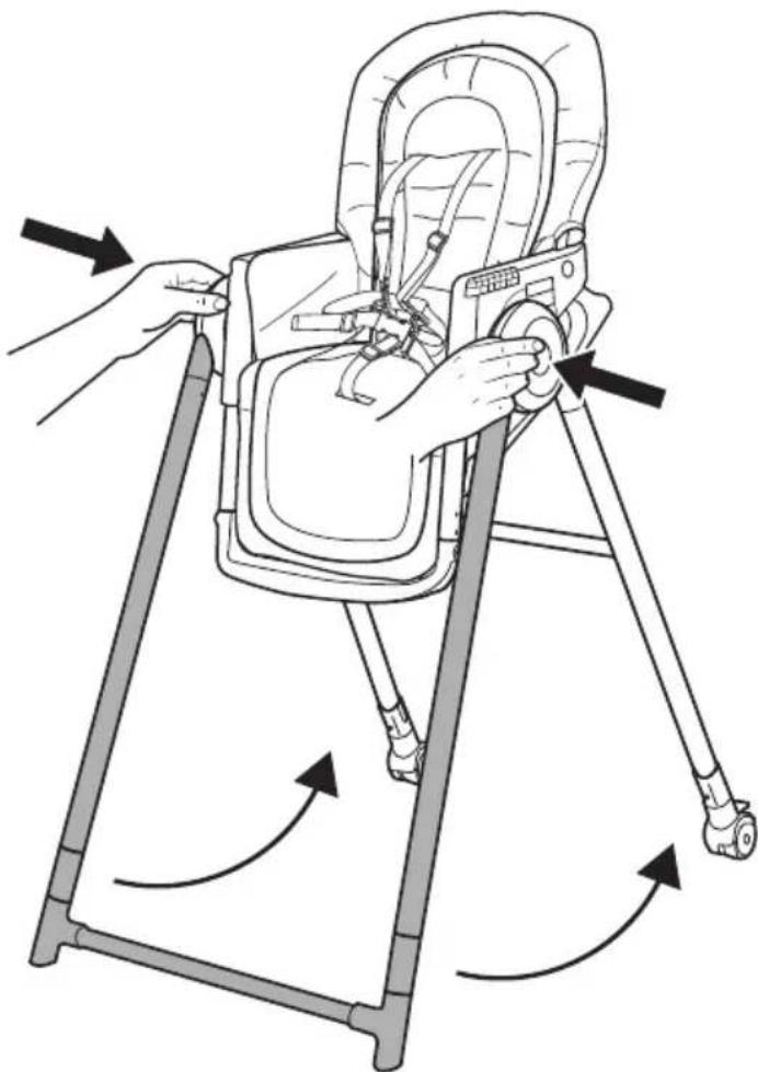 Ingenuity Proper Positioner - Folding the High Chair • Cómo plegar la trona Pliage de la chaise haute • Zusammenklappen des Hochstuhls Składanie krzesełka do karmienia • Istruzioni per ripiegare il seggiolone • De kinderstoel inklappen - 2