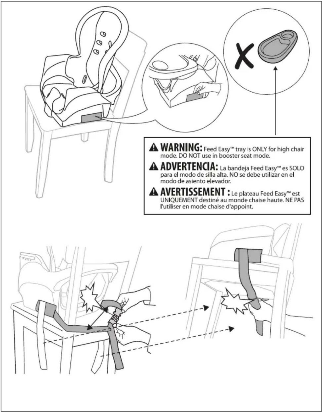 Ingenuity SmartClean - Attaching the booster seat to a chair Colocación del asiento de una silla Fixation du siège d'appoint sur une chaise - 1