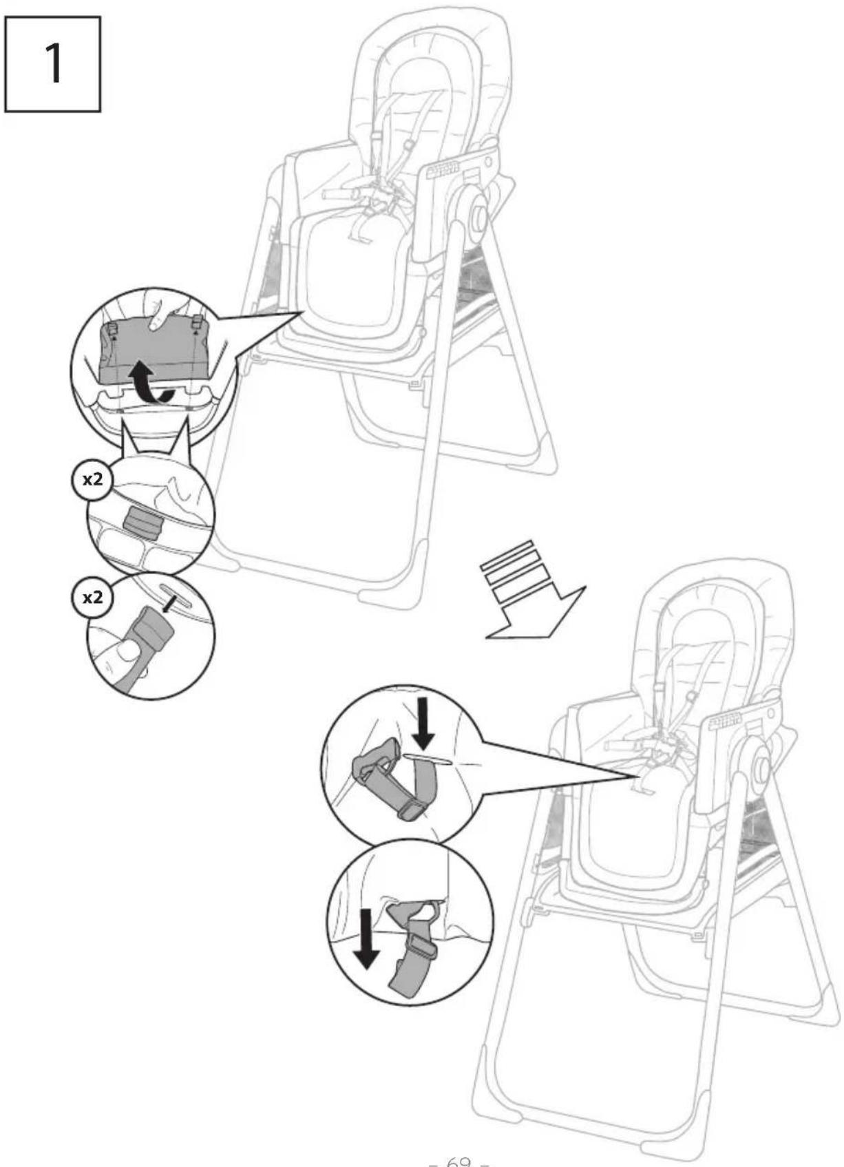 Ingenuity Proper Positioner Create Up - Folding the High Chair • Cómo plegar la trona Pliage de la chaise haute • Zusammenklappen des Hochstuhls Składanie krzesełka do karmienia • Istruzioni per ripiegare il seggiolone • De kinderstoel inklappen - 7