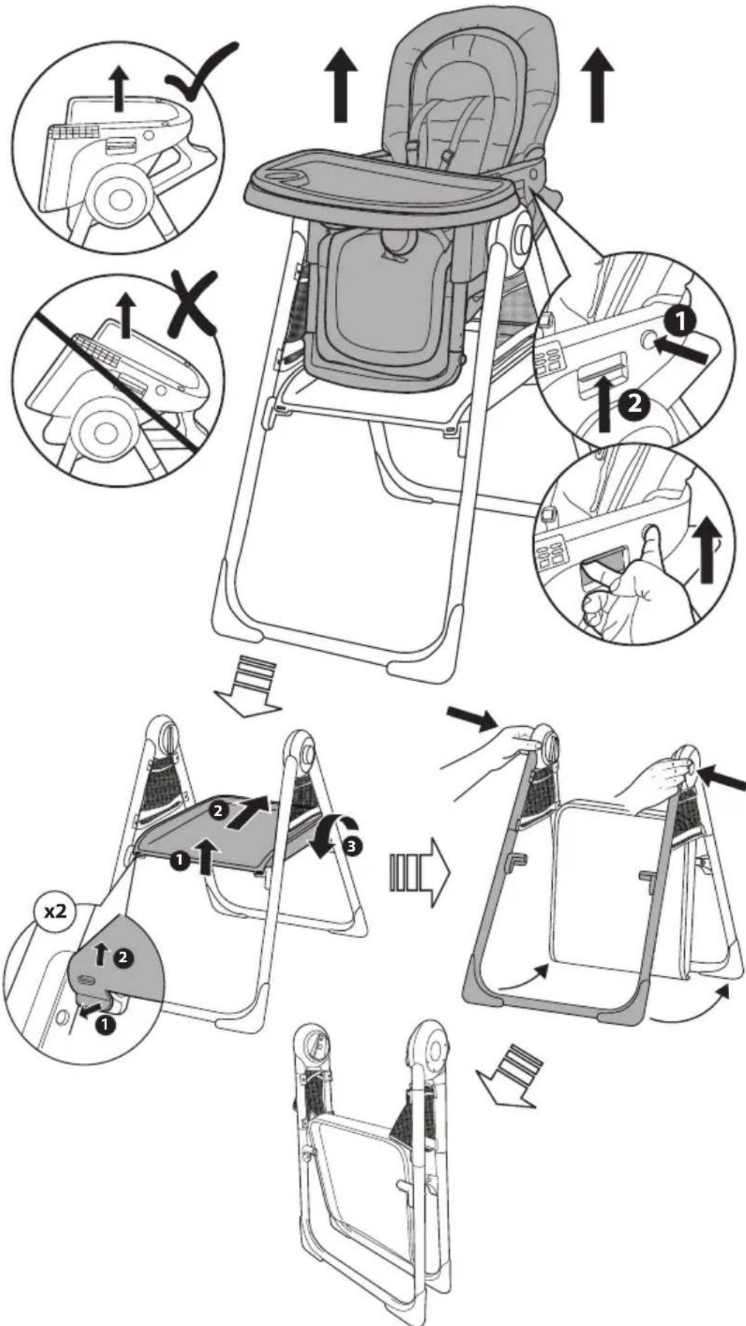 Ingenuity Proper Positioner Create Up - Folding the High Chair • Cómo plegar la trona Pliage de la chaise haute • Zusammenklappen des Hochstuhls Składanie krzesełka do karmienia • Istruzioni per ripiegare il seggiolone • De kinderstoel inklappen - 6
