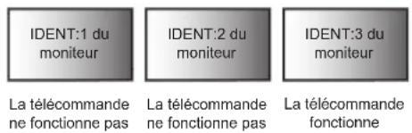 IDENT:1 du moniteur IDENT:2 du moniteur IDENT:3 du moniteur La télécommande ne fonctionne pas La télécommande ne fonctionne pas La télécommande fonctionne
