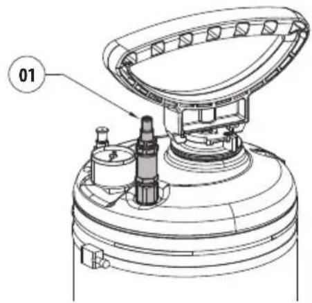Videotec WASEX - Mise sous pression du réservoir en utilisant la vanne d'air comprimé - 2