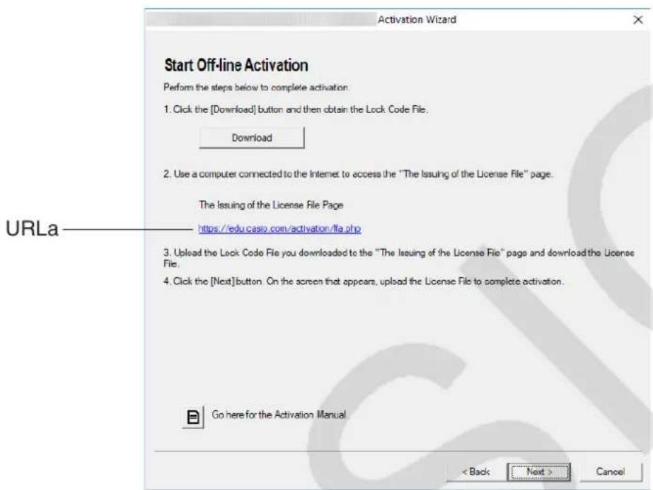 CASIO Activation - - Aktibatzea, Interneteko konexioa dagoenean baina aktibazio-zerbitzarira sartu ezin duzunean - 1