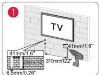 TV 41mm/1.6" 310mm/122" 41mm/1.6" 6.5mm/0.26"