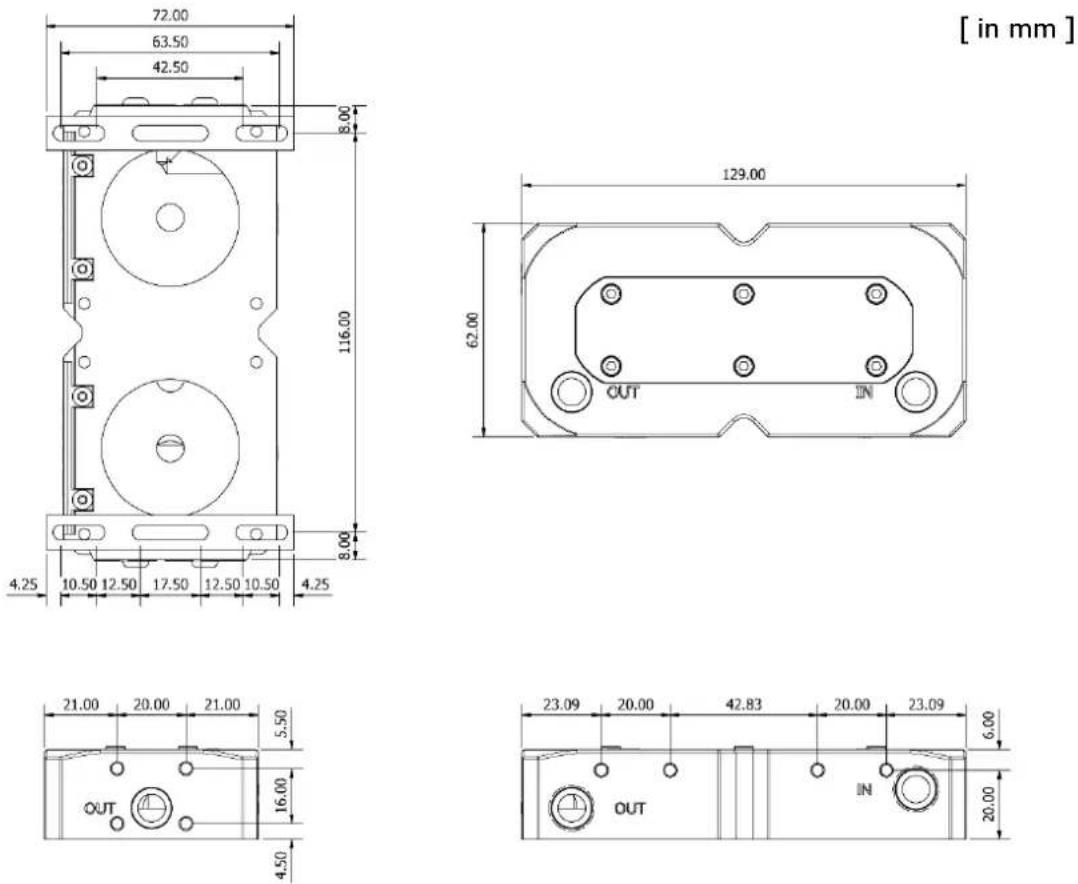 Alphacool Eisdecke D5 Dual - DIMENSIONS: EISDECKE DUAL D5 / VPP PMMA - 11